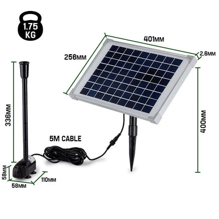 Protege 50W Solar Powered Fountain Submersible Water Pump Pond Kit Power Garden Panel KingsWarehouse 