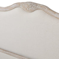 Queen Bedframe Linen Fabric Beige Oak Wood White Washed Finish Mattress Support Kings Warehouse 