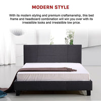Queen Linen Fabric Bed Frame Grey Kings Warehouse 