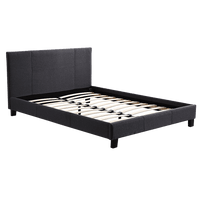 Queen Linen Fabric Bed Frame Grey Kings Warehouse 