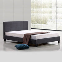 Queen Linen Fabric Bed Frame Grey Kings Warehouse 