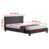 Queen Linen Fabric Bed Frame Grey Kings Warehouse 