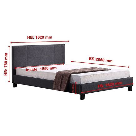 Queen Linen Fabric Bed Frame Grey Kings Warehouse 