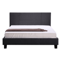 Queen Linen Fabric Bed Frame Grey Kings Warehouse 