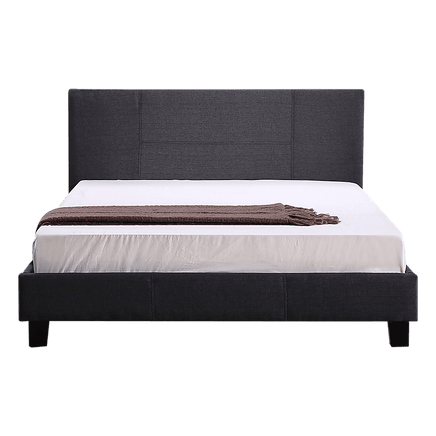 Queen Linen Fabric Bed Frame Grey Kings Warehouse 