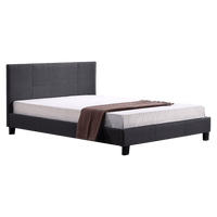 Queen Linen Fabric Bed Frame Grey Kings Warehouse 