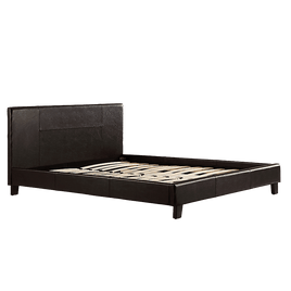 Queen PU Leather Bed Frame Brown Kings Warehouse 