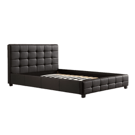 Queen PU Leather Deluxe Bed Frame Black Kings Warehouse 