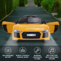 R8 Spyder Audi Licensed Kids Electric Ride On Car Remote Control - Yellow Kings Warehouse 