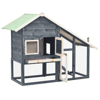 Rabbit Hutch Grey and White 140x63x120 cm Solid Firwood Coops & Hutches Supplies Kings Warehouse 