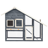 Rabbit Hutch Grey and White 140x63x120 cm Solid Firwood Coops & Hutches Supplies Kings Warehouse 