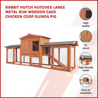 Rabbit Hutch Hutches Large Metal Run Wooden Cage Chicken Coop Guinea Pig coops & hutches Kings Warehouse 
