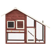 Rabbit Hutch Mocha and White 140x63x120 cm Solid Firwood Coops & Hutches Supplies Kings Warehouse 
