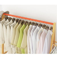 Rail Bamboo Clothes Rack Garment Hanging Stand 2 Tier Storage Shelves Closet 70cm bedroom furniture KingsWarehouse 