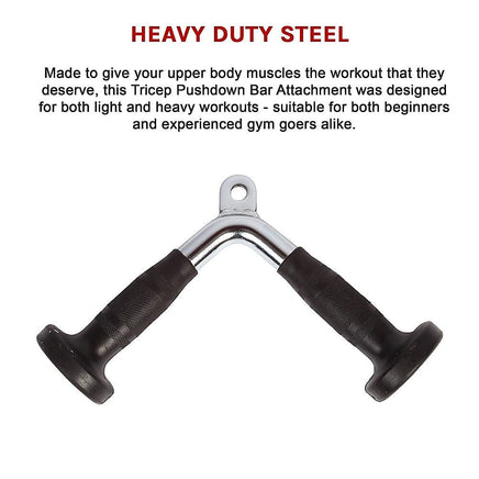 Randy & Travis Rubber-Coated Tricep Pushdown Bar Attachment Kings Warehouse 