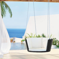 Rattan Porch Swing Chair With Chain Cushion Outdoor Furniture Black Kings Warehouse 