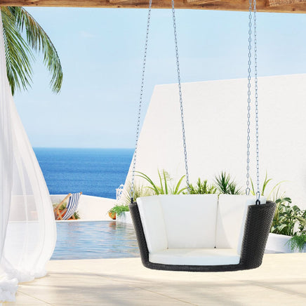 Rattan Porch Swing Chair With Chain Cushion Outdoor Furniture Black Kings Warehouse 