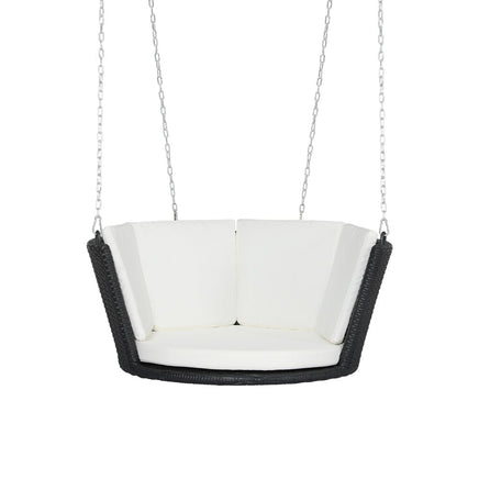 Rattan Porch Swing Chair With Chain Cushion Outdoor Furniture Black Kings Warehouse 