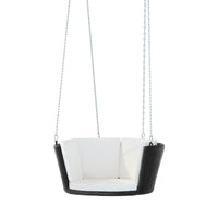 Rattan Porch Swing Chair With Chain Cushion Outdoor Furniture Black Kings Warehouse 