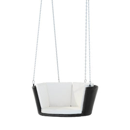Rattan Porch Swing Chair With Chain Cushion Outdoor Furniture Black Kings Warehouse 