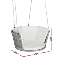 Rattan Porch Swing Chair With Chain Cushion Outdoor Furniture Grey Kings Warehouse 