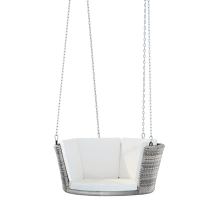 Rattan Porch Swing Chair With Chain Cushion Outdoor Furniture Grey Kings Warehouse 
