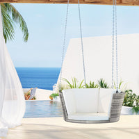 Rattan Porch Swing Chair With Chain Cushion Outdoor Furniture Grey Kings Warehouse 