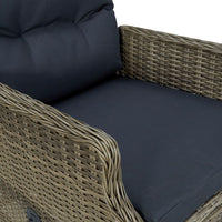 Reclining Garden Chair with Cushions Poly Rattan Brown garden supplies Kings Warehouse 