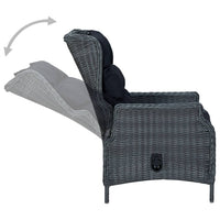 Reclining Garden Chair with Cushions Poly Rattan Dark Grey Outdoor Furniture Kings Warehouse 