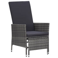 Reclining Garden Chair with Cushions Poly Rattan Grey