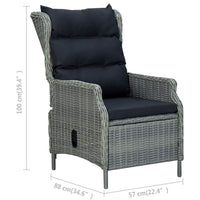 Reclining Garden Chair with Cushions Poly Rattan Light Grey Outdoor Furniture Kings Warehouse 