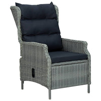 Reclining Garden Chair with Cushions Poly Rattan Light Grey Outdoor Furniture Kings Warehouse 