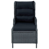 Reclining Garden Chair with Footstool Poly Rattan Dark Grey Outdoor Furniture Kings Warehouse 