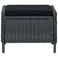 Reclining Garden Chair with Footstool Poly Rattan Dark Grey Outdoor Furniture Kings Warehouse 