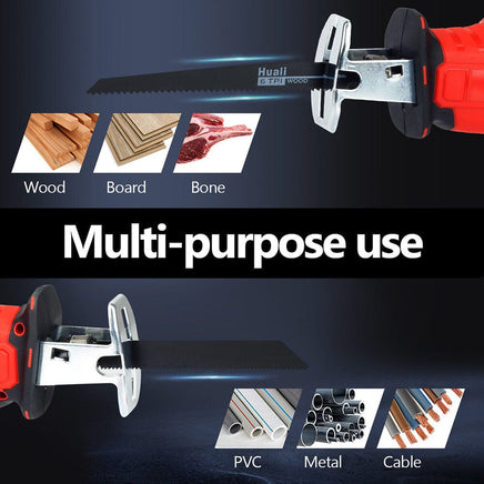 Red Cordless Electric Reciprocating Saw Cutter w+ Blades For Makita Battery Kings Warehouse 