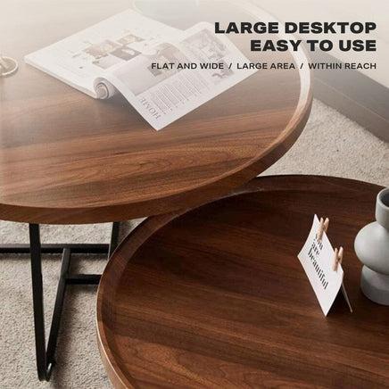 Removable Set of 2 Round Coffee Table Walnut Nesting Side End Table Furniture Furniture Kings Warehouse 