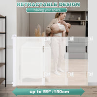 Retractable 1.5M Doorways Hallways Stairs Baby Gate Dog Pet Gate Indoor Outdoor Safety Gates White Kings Warehouse 