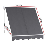 Retractable Fixed Pivot Arm Window Awning Outdoor Blinds 2.1X2.1M Grey Kings Warehouse 