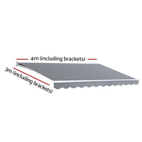 Retractable Folding Arm Awning Outdoor Sun Shade 4x3M Canopy PearlGrey Kings Warehouse 