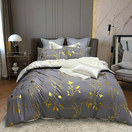 Reversible Design Grey Queen Size Bed Quilt/Doona/Duvet Cover Set Kings Warehouse 