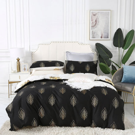 Reversible Design Leaves King Size Bed Quilt/Doona/Duvet Cover Set Kings Warehouse 