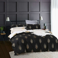 Reversible Design Super King Size Black Gold Duvet Doona Quilt Cover Set Kings Warehouse 