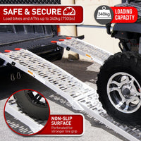 Rigg 2 x Aluminium ATV Loading Ramp Foldable - Silver Kings Warehouse 