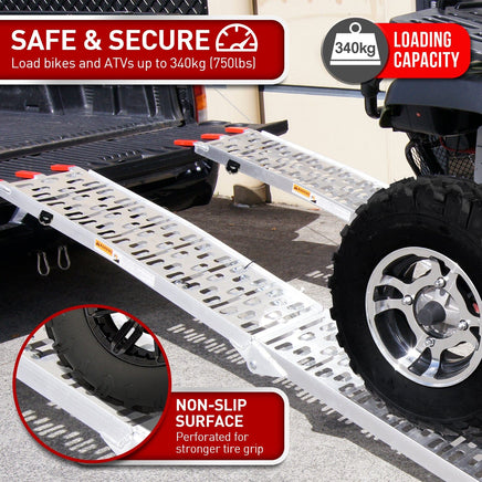 Rigg 2 x Aluminium ATV Loading Ramp Foldable - Silver Kings Warehouse 