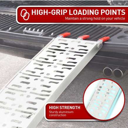 Rigg 2 x Aluminium ATV Loading Ramp Foldable - Silver Kings Warehouse 