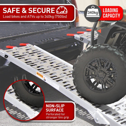Rigg Aluminium ATV Loading Ramp Foldable - Silver Kings Warehouse 