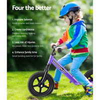 Rigo Kids Balance Bike Ride On Toys Push Bicycle Wheels Toddler Baby 12" Bikes Purple Kids Supplies Kings Warehouse 