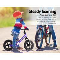 Rigo Kids Balance Bike Ride On Toys Push Bicycle Wheels Toddler Baby 12" Bikes Purple Kids Supplies Kings Warehouse 