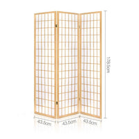 Room Divider Screen Wood Timber Dividers Fold Stand Wide Beige 3 Panel KingsWarehouse 