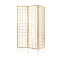 Room Divider Screen Wood Timber Dividers Fold Stand Wide Beige 3 Panel KingsWarehouse 